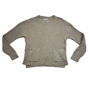 Madewell Sweater Women Medium Tan Cable Knit Long Sleeve Pullover Pockets Ladies